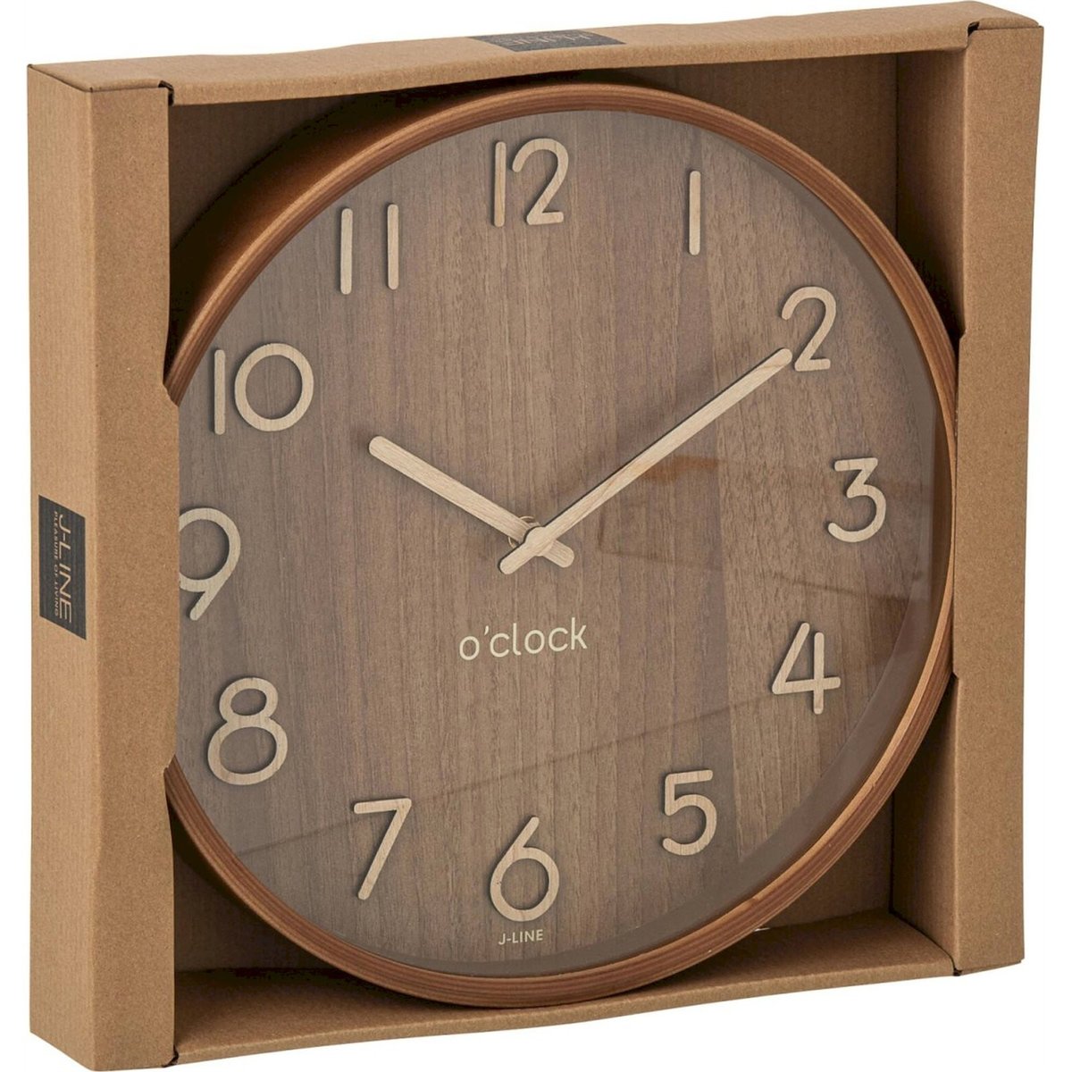 Horloge murale ronde en bois naturel foncé, RECOLLECTION