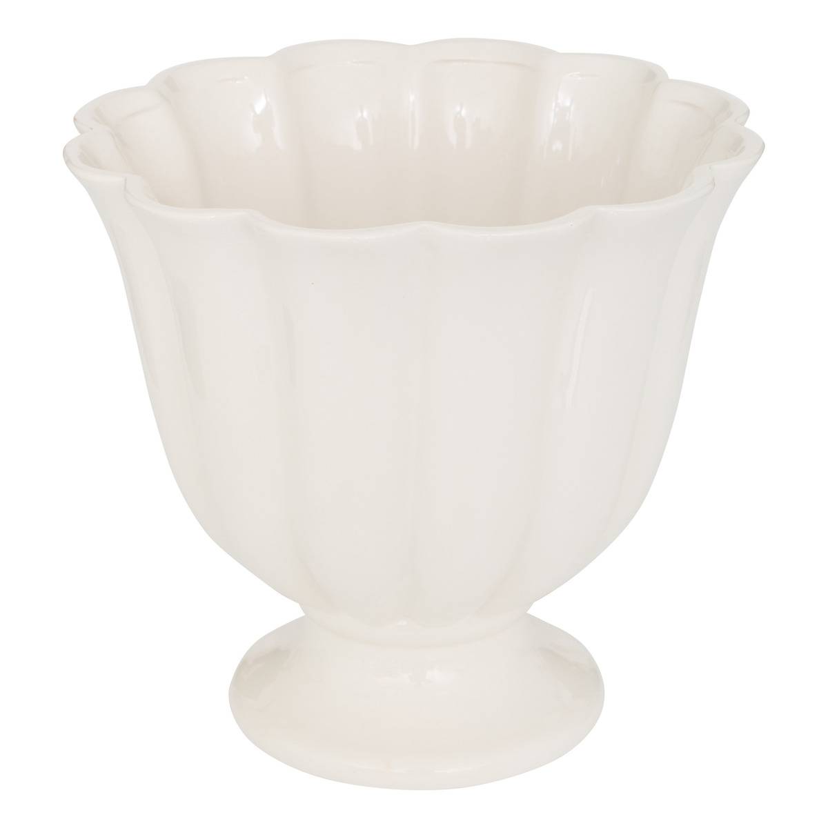 Cache-pot FLEUR DE ROSE blanc, ATMOSPHERA