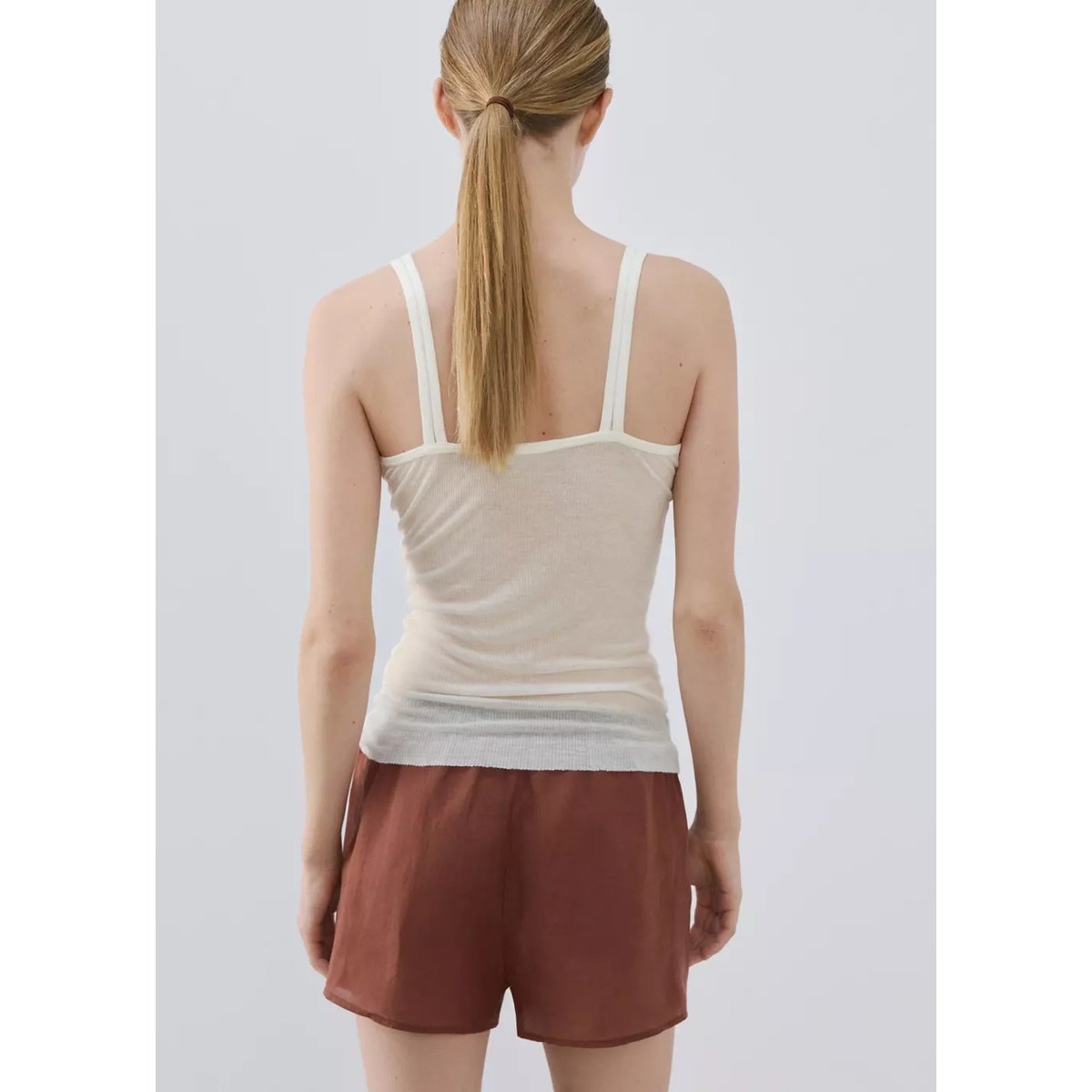 Top lyocell laine sans couture ivoire, MANGO