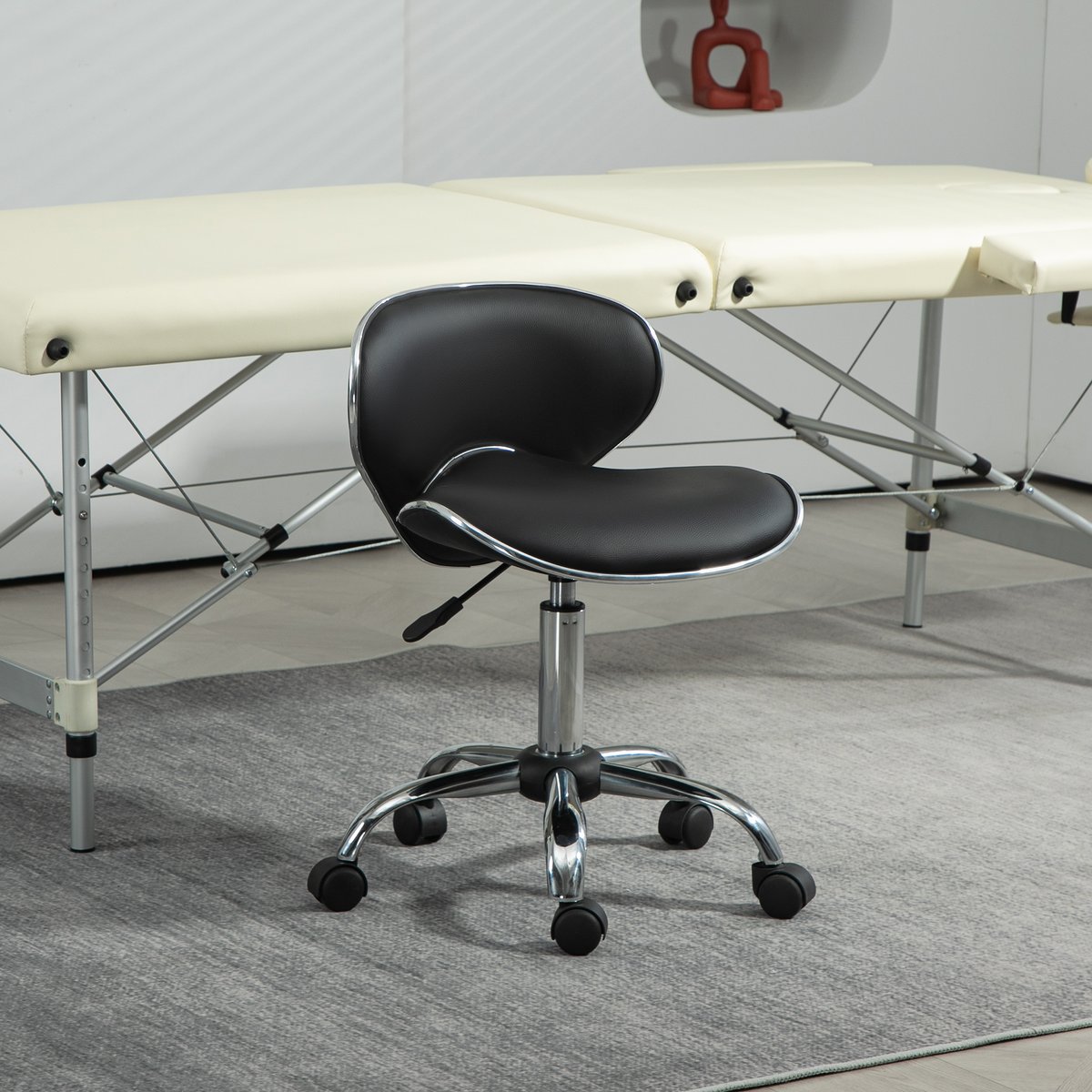 Tabouret de salon Polyuréthane Noir noir, HOMCOM