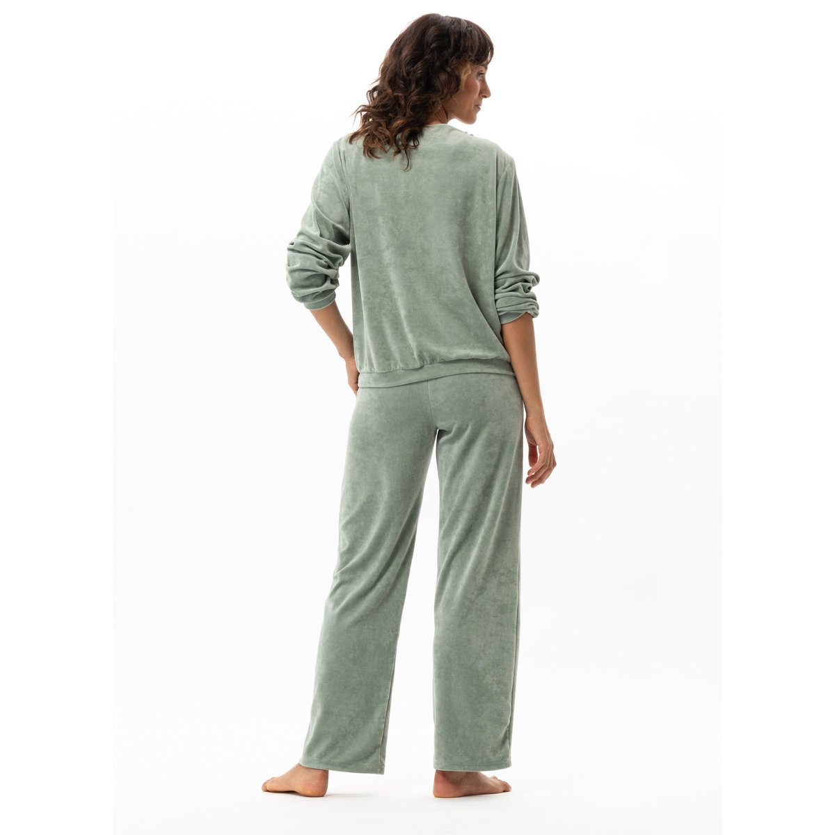 Ensemble homewear en velours RELAX 222 vert, LE CHAT