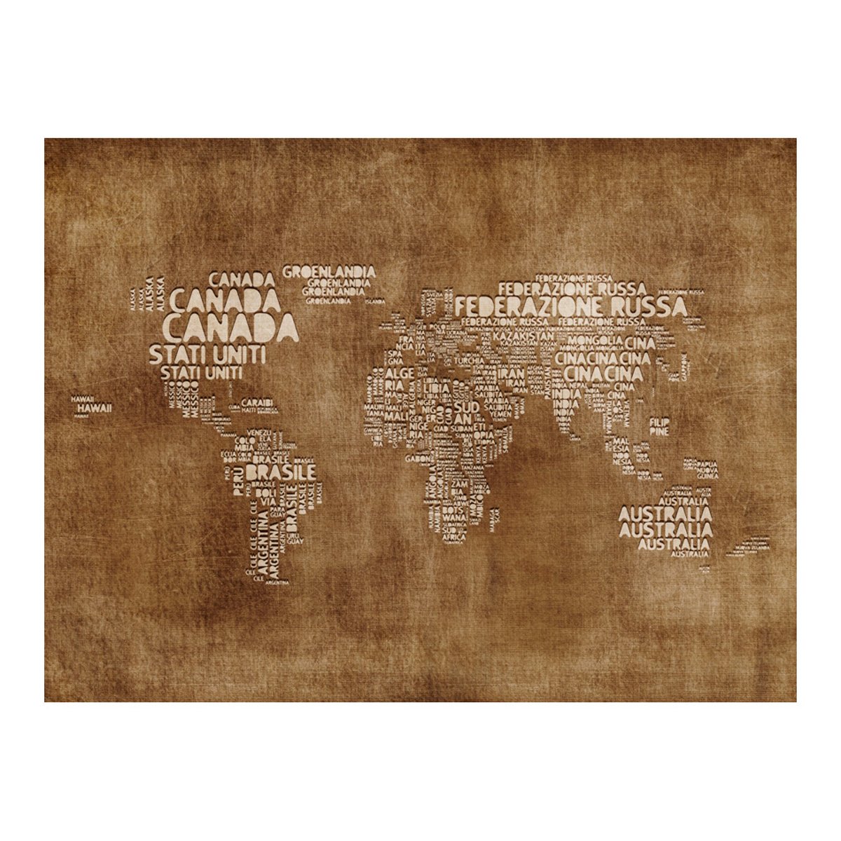 Papier peint intissé panoramique Carte du monde Antique Italian map multicouleur, EDEN