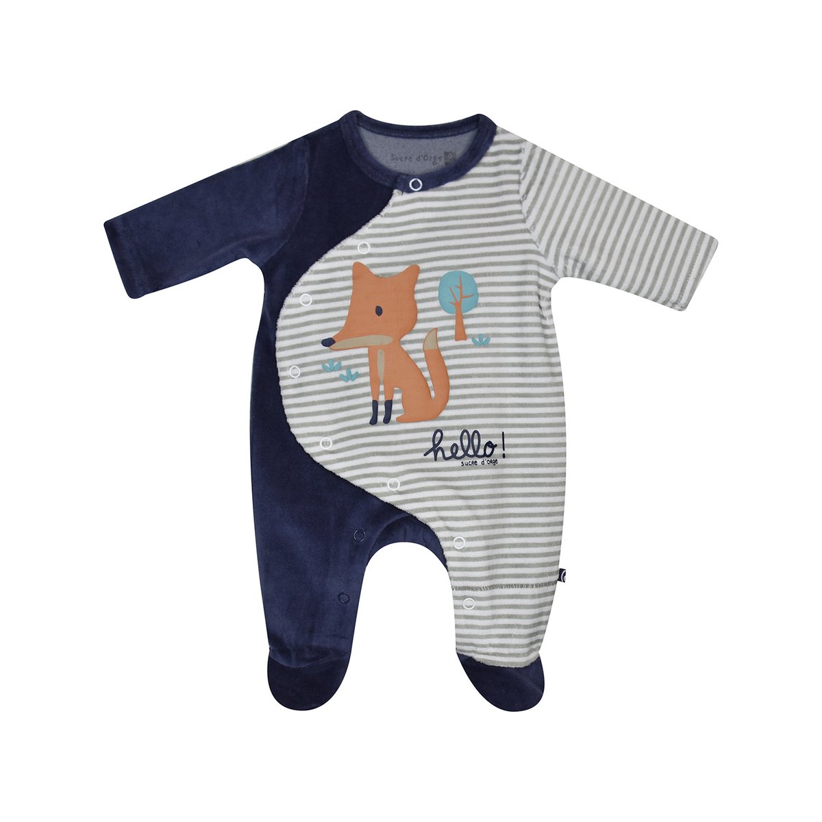 Trousseau naissance forest velours rase bleu, SUCRE D'ORGE
