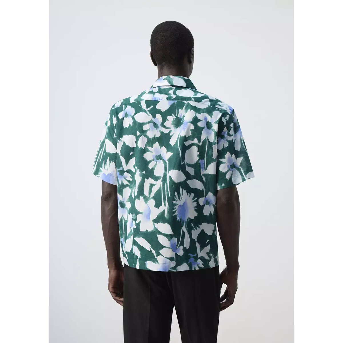 Chemise imprimée 100 % coton émeraude, MANGO MAN