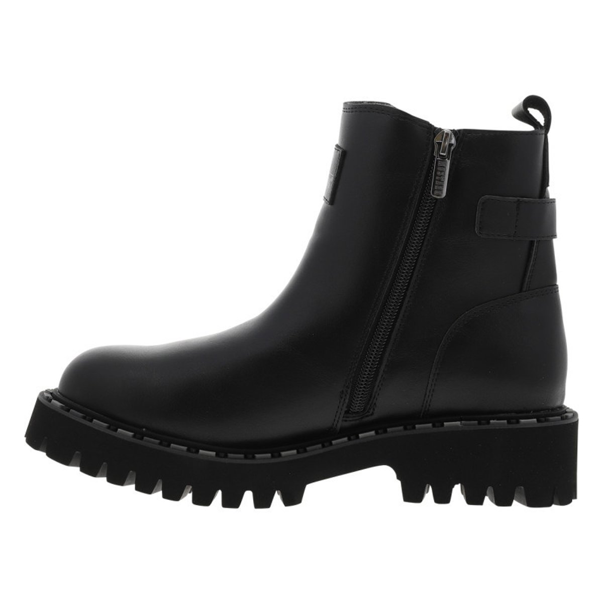 Bottines noires à talon décroché bas avec un zip et un soufflet élastiqué noires, MUSTANG
