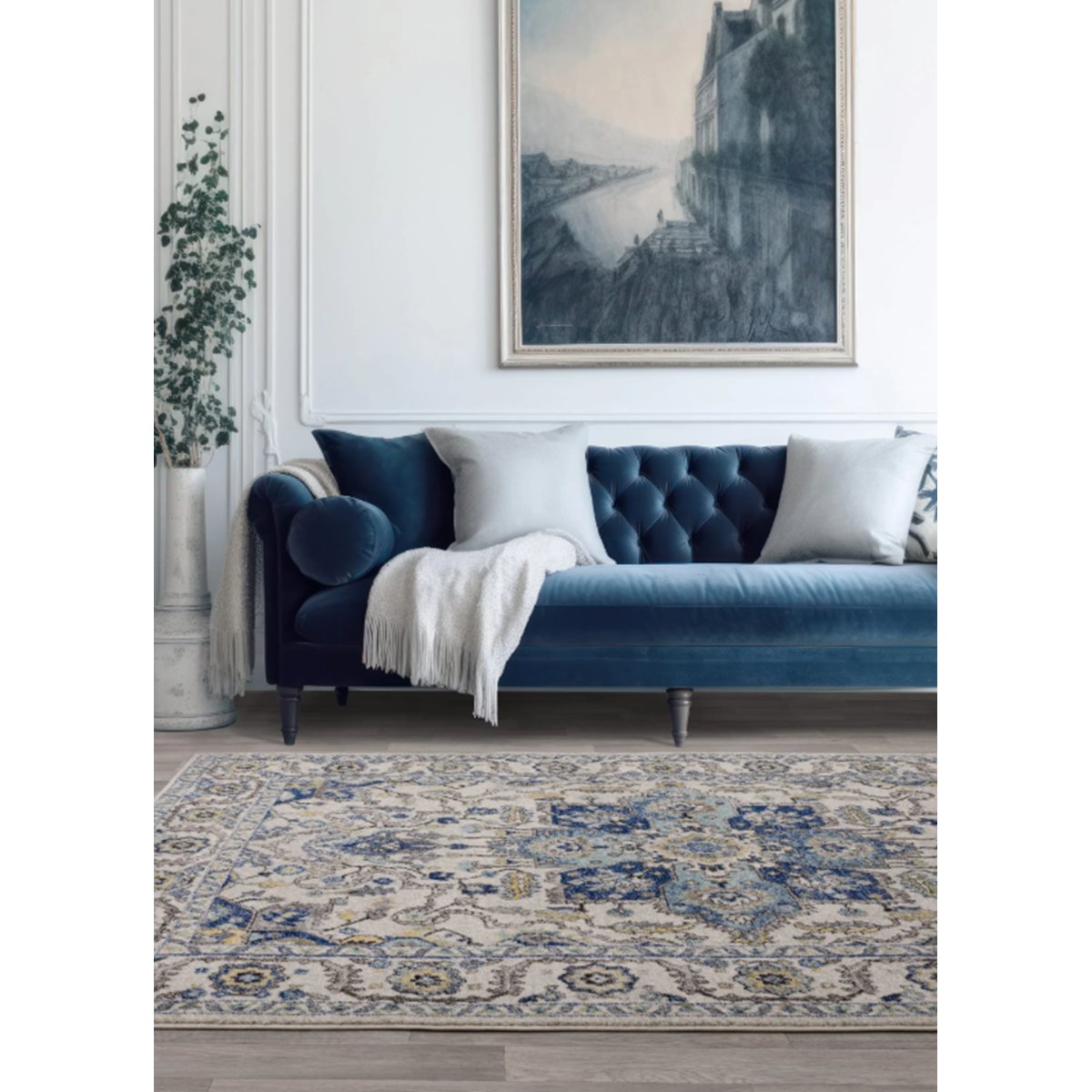Tapis salon et chambre style orient CYRUS bleu, NOVATREND
