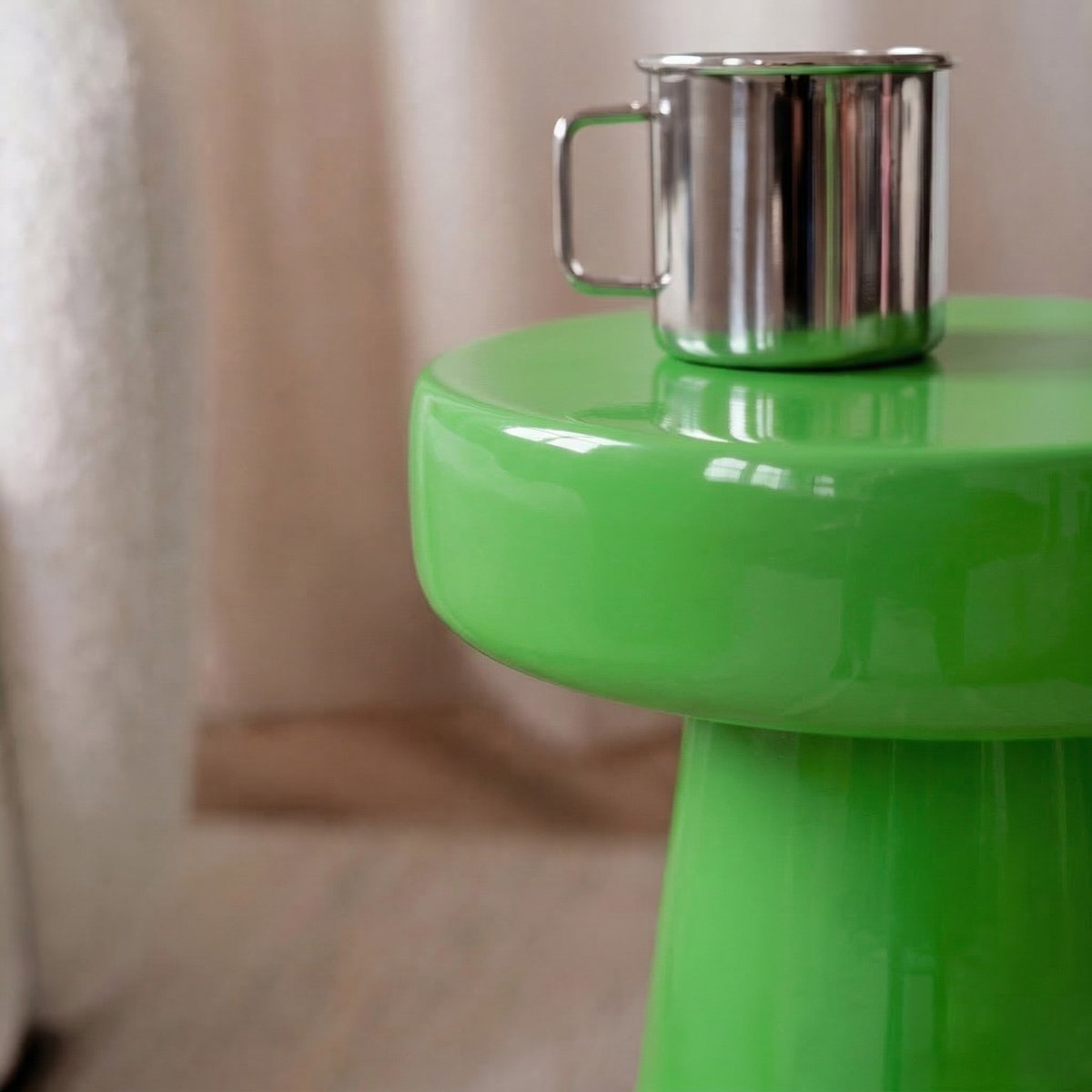 Table d'appoint ronde en métal D40 cm - ANOUK vert, MAISON PAVANE