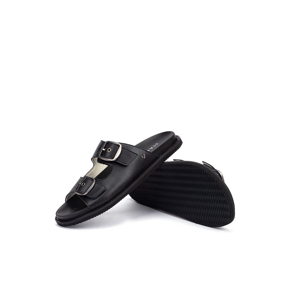 Sandales plates cuir Grant black, MARTINELLI