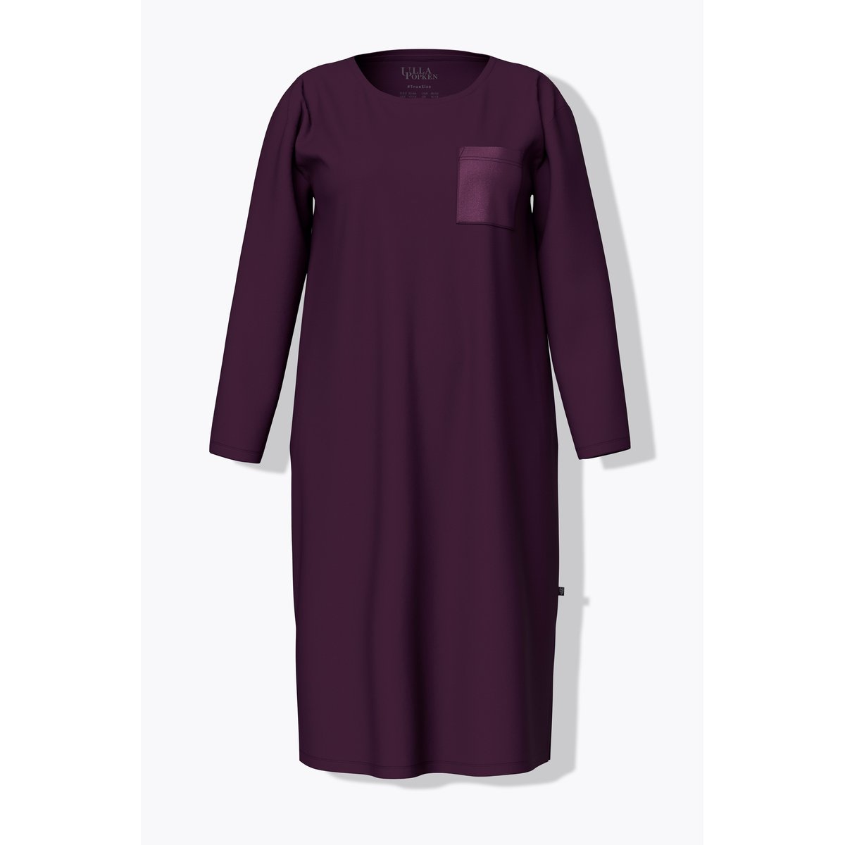 Chemise de nuit à col rond et manches prune foncé, ULLA POPKEN
