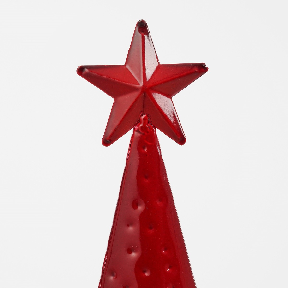 Sapin de Noël décoratif martelé H68 cm YOSHE rouge, MICA DECORATIONS