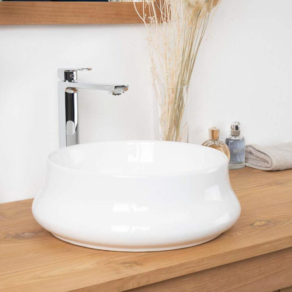 Vasque en céramique ronde 41 cm AXEL blanc, WANDA COLLECTION