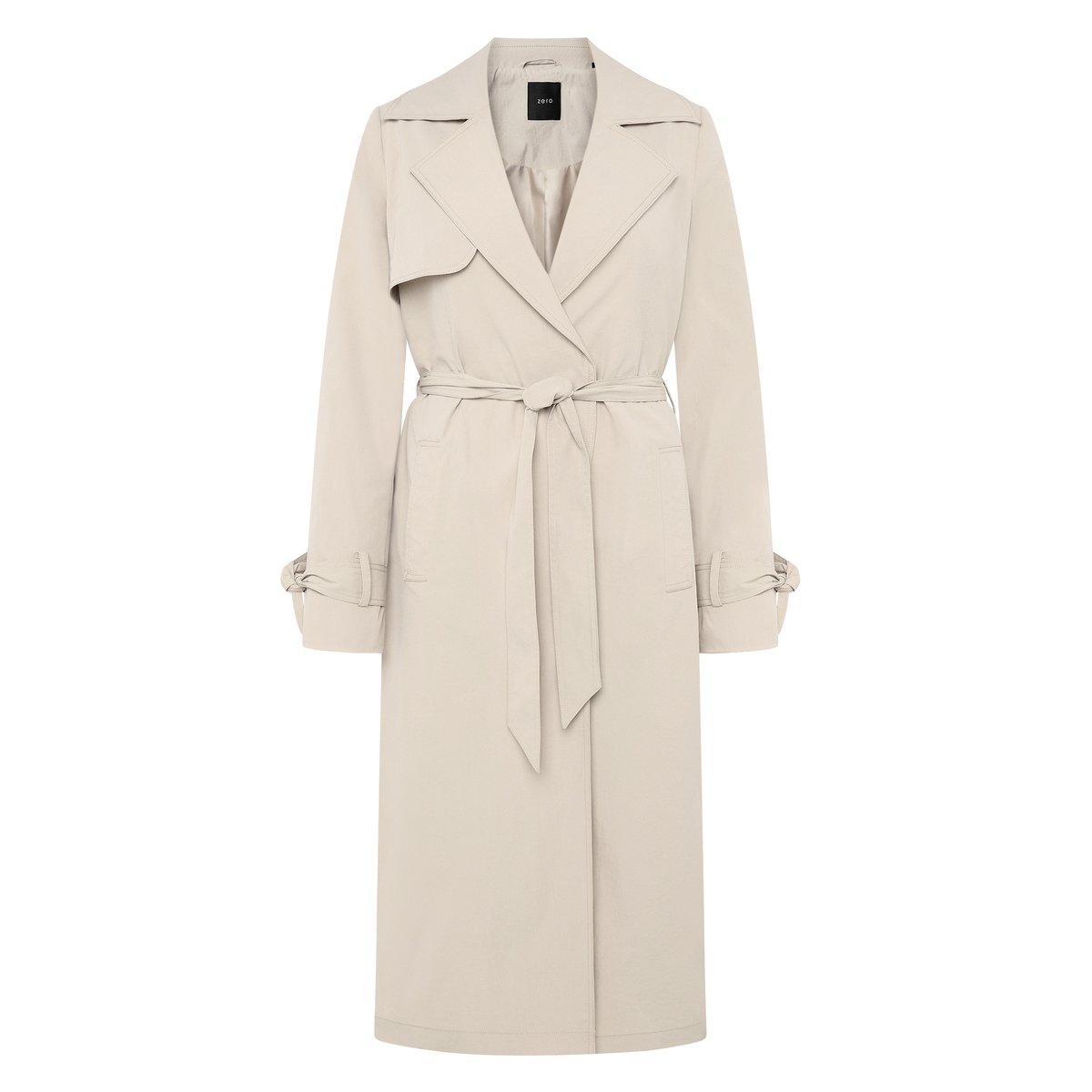 Manteau de mi-saison à ceinture à nouer light sand, ZERO