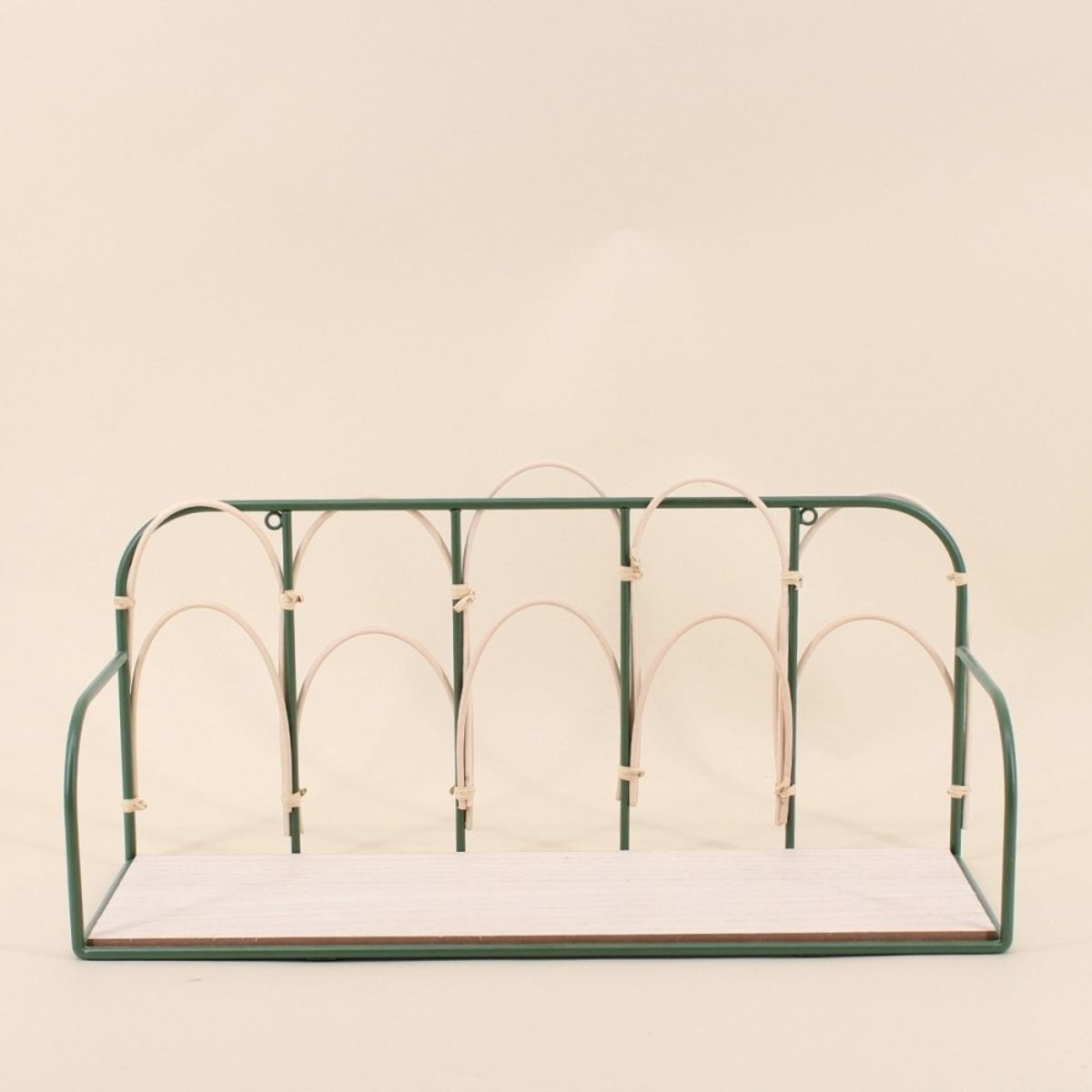 Etagère murale en rotin et métal 45cm vert, ORNAMI
