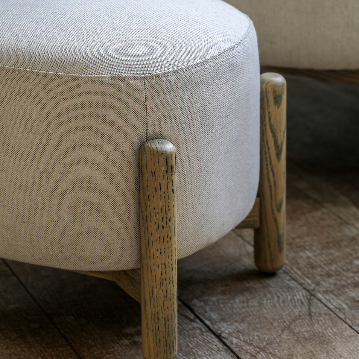 Thorpes Linen Footstool With Oak Legs ecru , ÉDITÉ