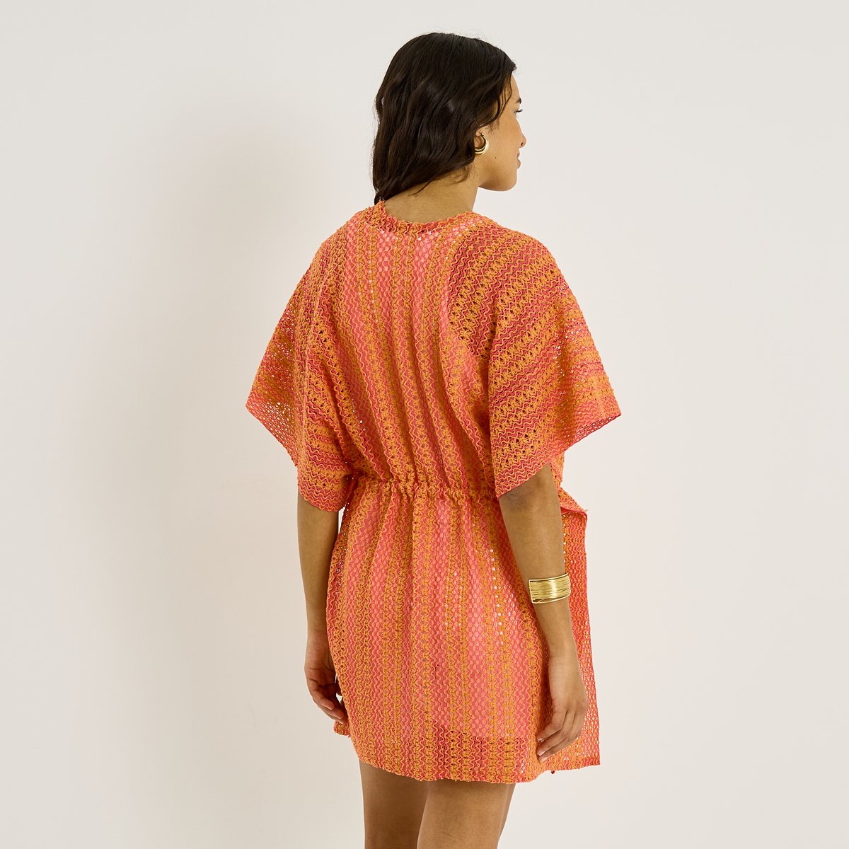 Paréo en crochet ouvert à l'avant orange, GRAIN DE MALICE
