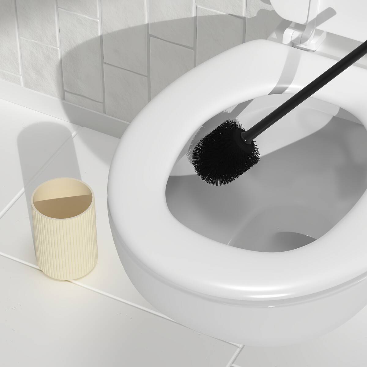 Brosse WC striée ECO beige, 5FIVE SIMPLY SMART
