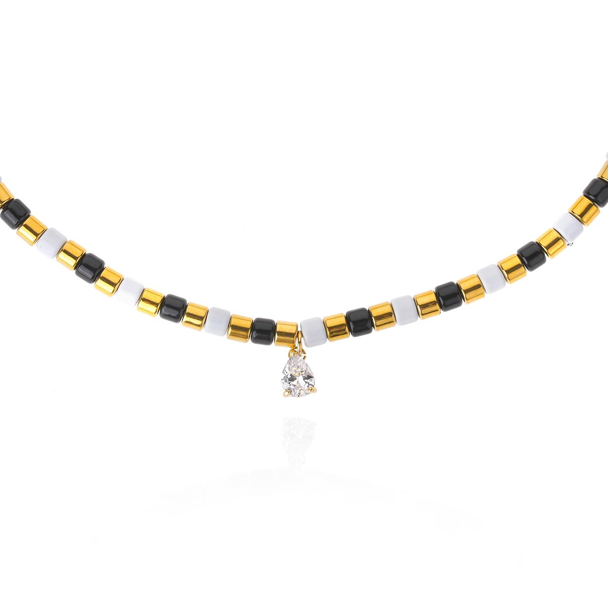 Collier avec perles et pampille en crystal SARBAKANE noir, HIPANEMA
