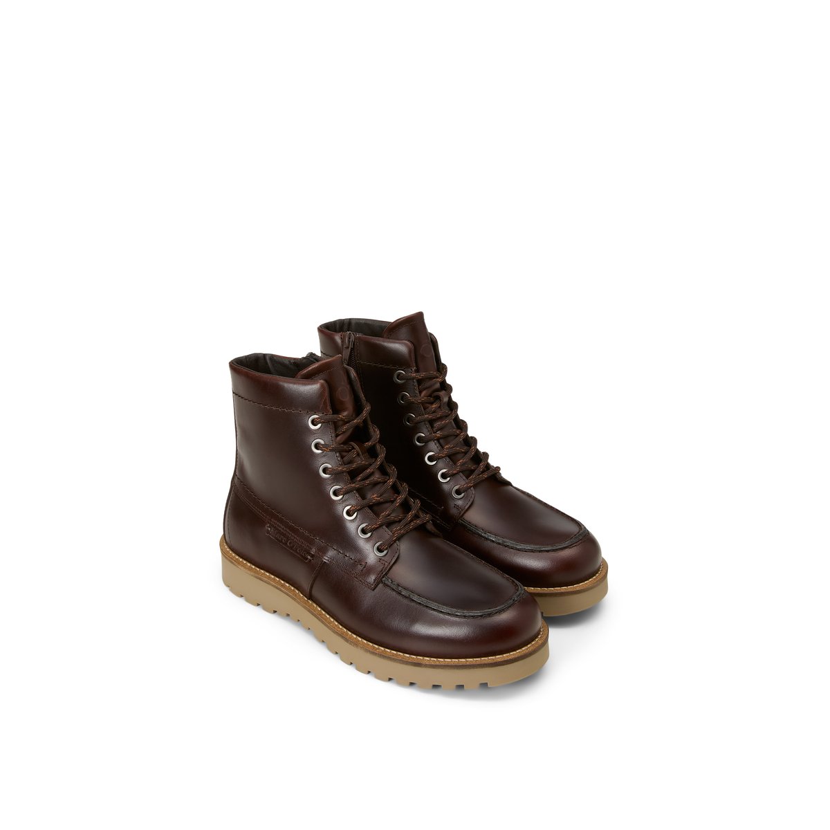 Bottes à lacets, modèle Jack avec fermeture éclair intérieure marron foncé, MARC O'POLO