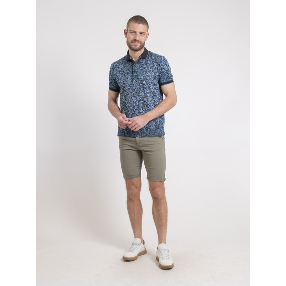 Polo Manches Courtes Pur Coton Motifs Pepitong bleu marine, RITCHIE