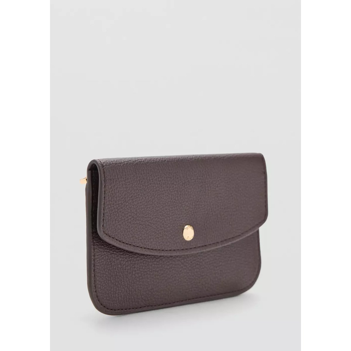 Portefeuille rabat bouton chocolat, MANGO