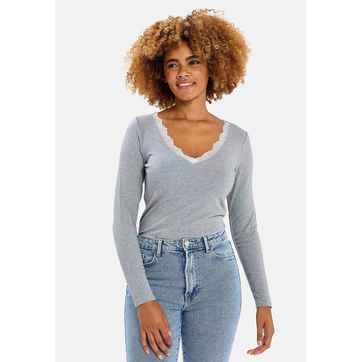 T-shirt manches longues WARM gris chiné, SANS COMPLEXE