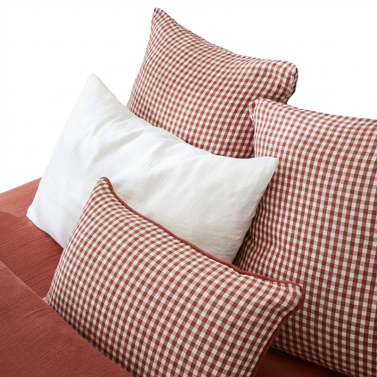 Coussin rectangulaire déhoussable 40x60 cm Gaze de Coton Vickie Terracotta terracotta, EDEN