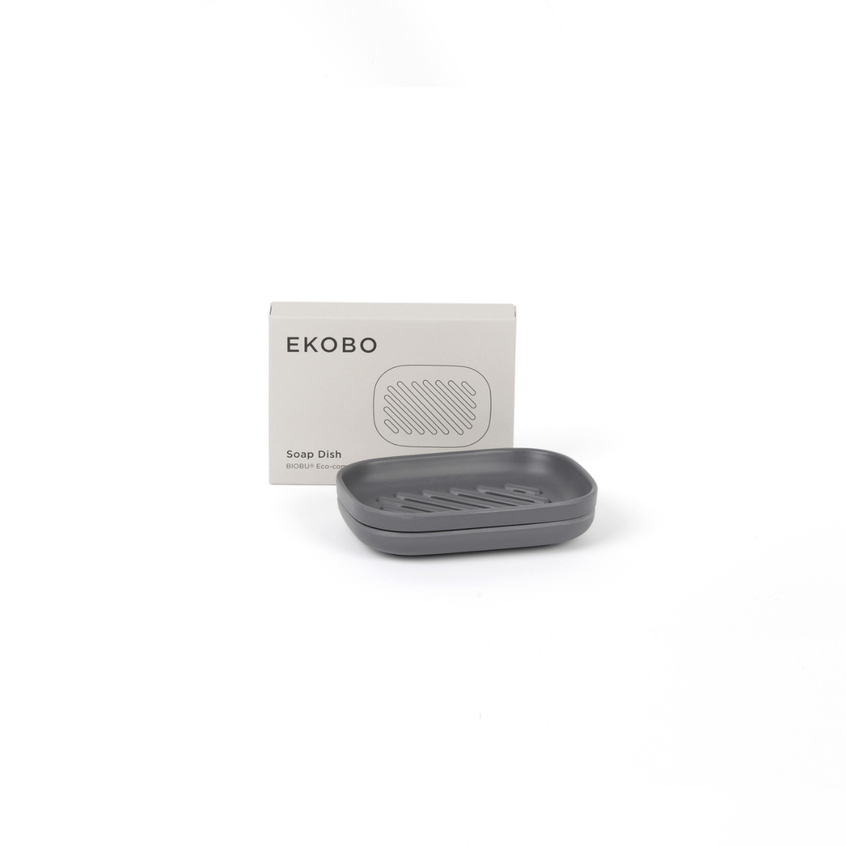 Porte-savon auto drainant en fibre de bambou BANO gris smoke, EKOBO