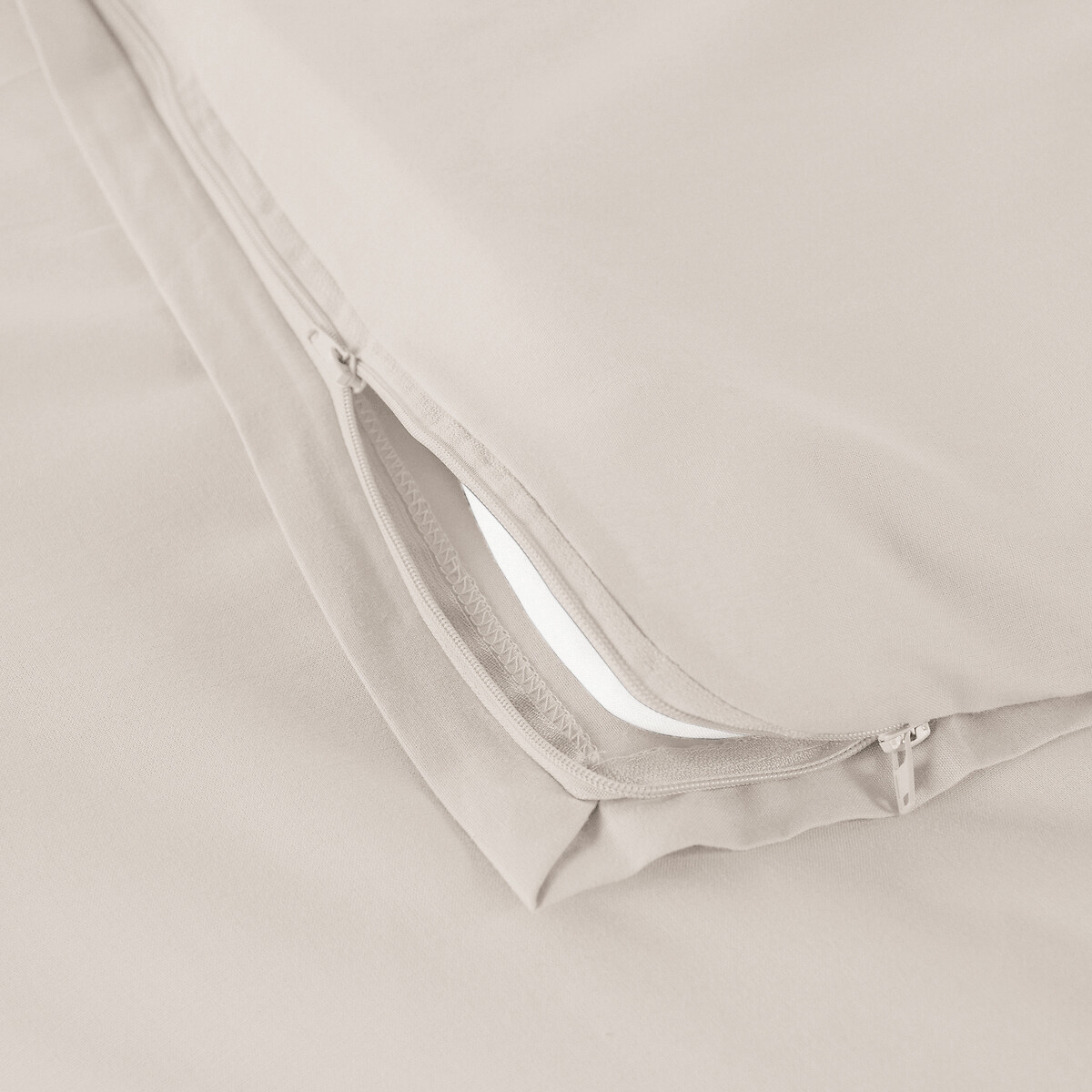 Scenario Cotton Percale 200 Thread Count Zip-Up Duvet Cover light beige, LA REDOUTE INTERIEURS