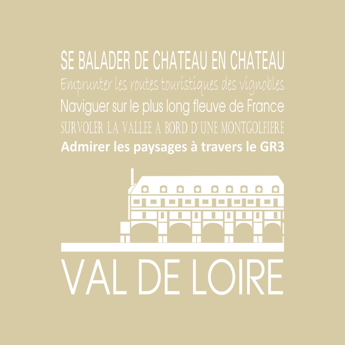 Tableau Mural Val De Loire RÉGIONALISME tableaux sur toile-beige, CEANOTHE