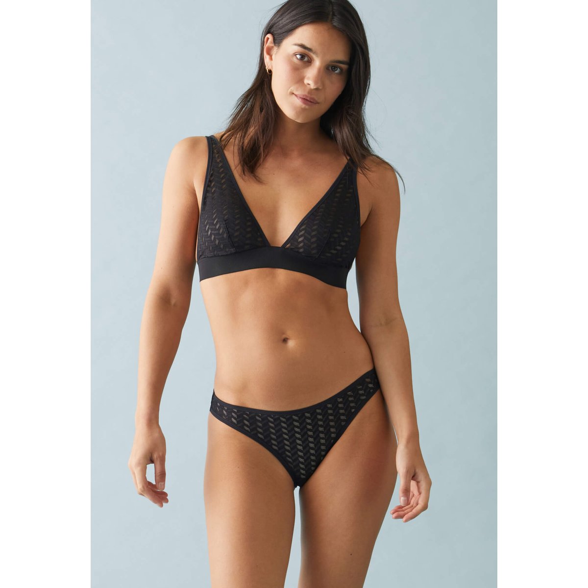Soutien-gorge triangle sans armature en dentelle Agathe noir, LE SLIP FRANCAIS