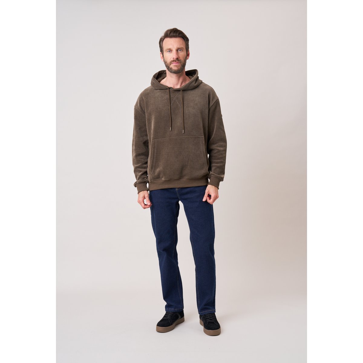 Sweat loose homme en velours côtelé TOROY kaki, DEELUXE