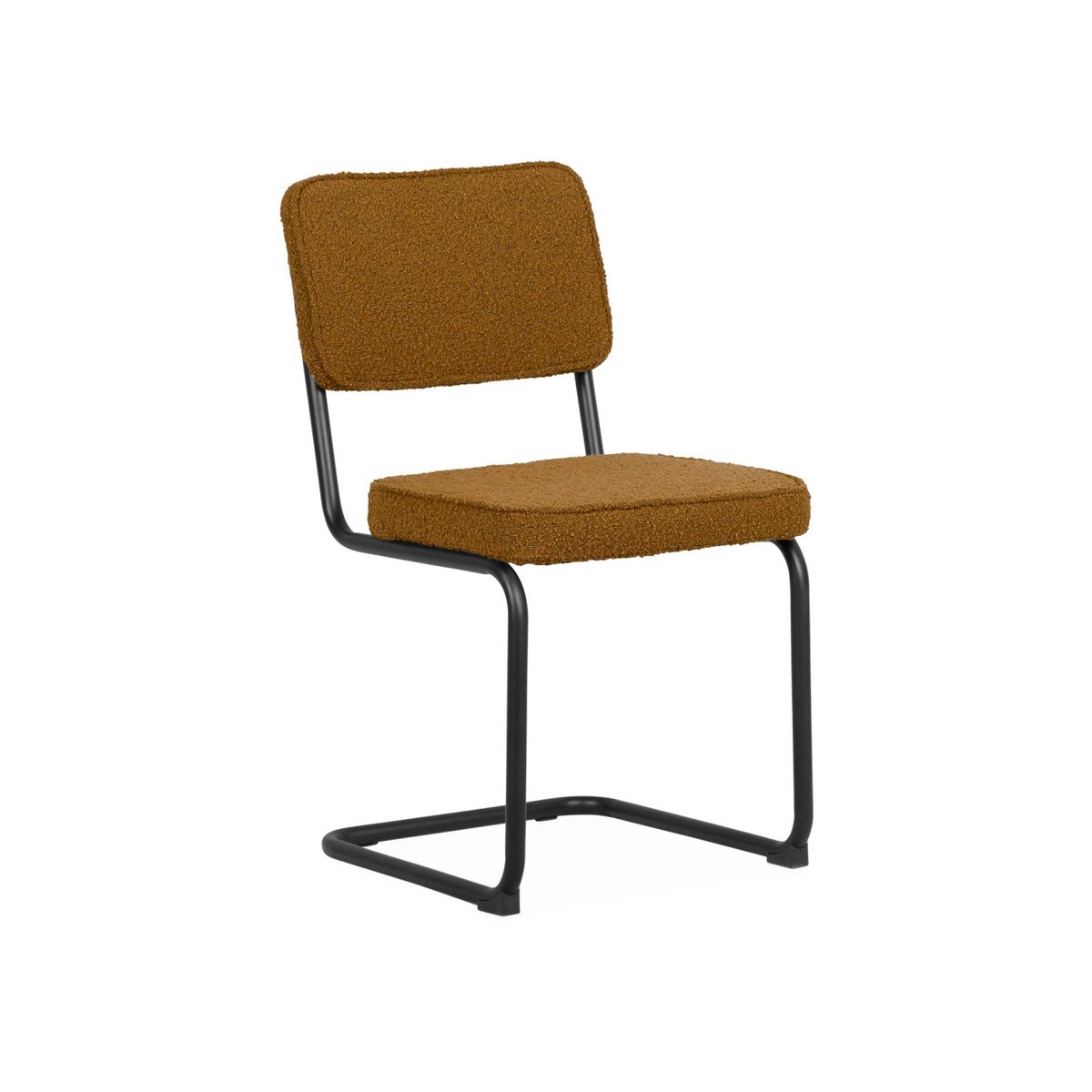 Chaise cantilever acier et bouclette texturée (lot de 2) MAJA ocre, SWEEEK