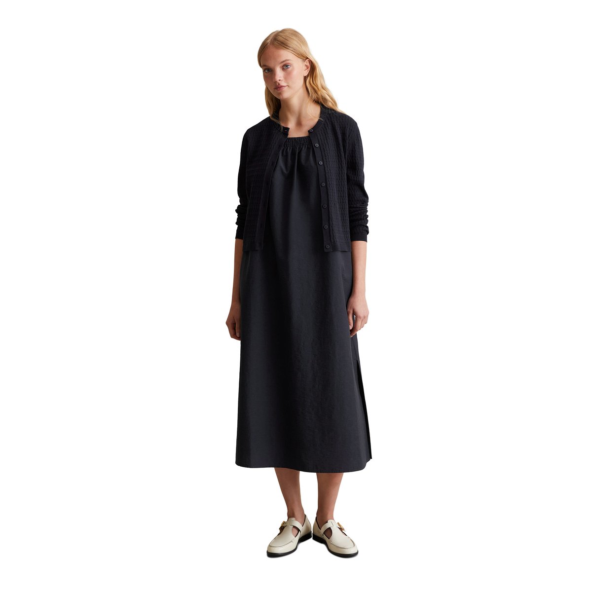 Cardigan regular en fil de coton doux bleu foncé, MARC O’POLO DENIM