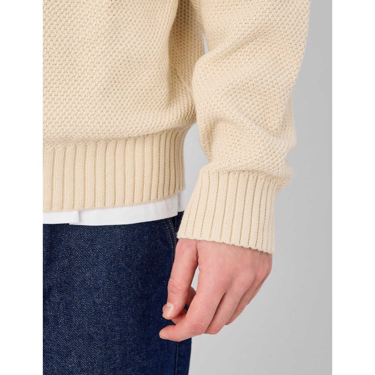 Pull col polo blanc cassé, BZB