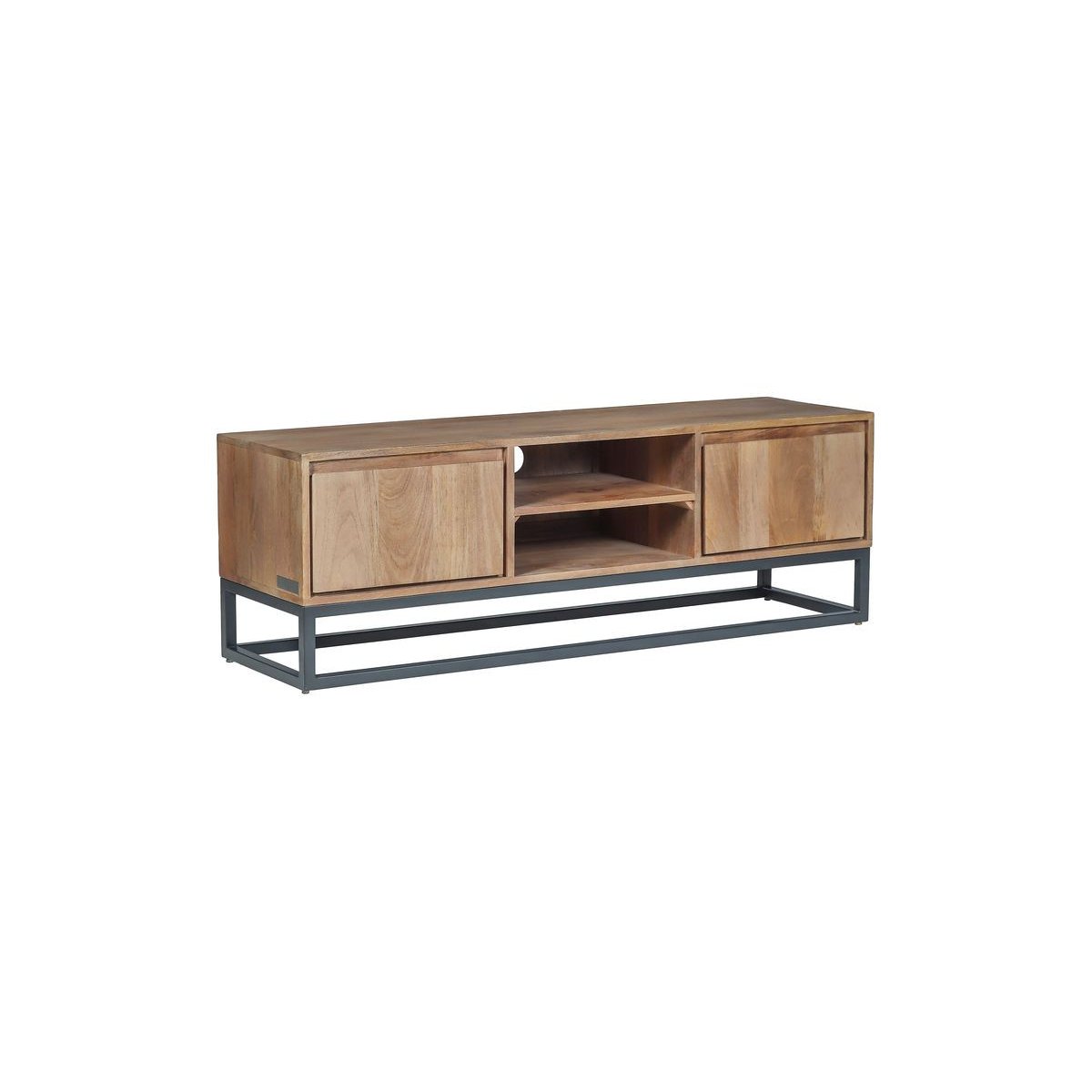 Meuble TV 140 cm bois massif, BERGERAC marron clair, BOBOCHIC