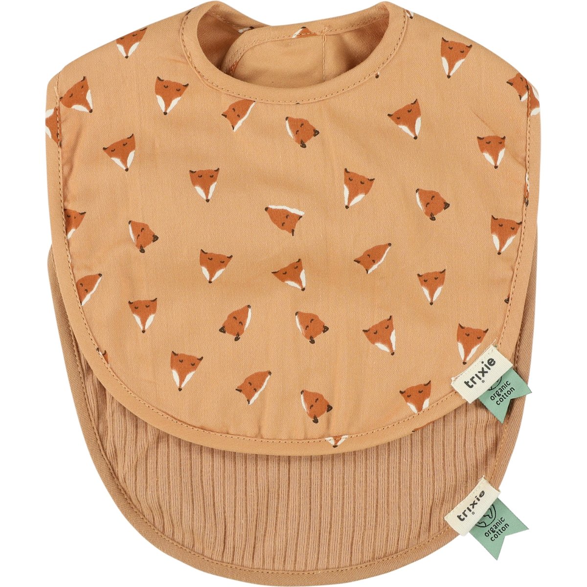 Lot de 2 bavoirs de naissance orange, marron, TRIXIE