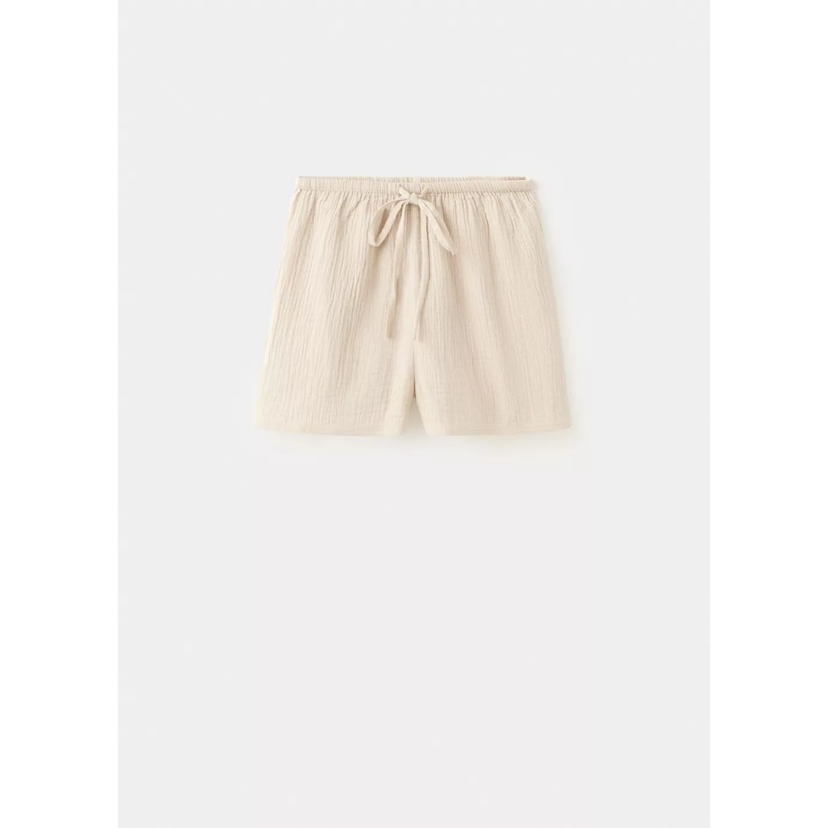 Short de pyjama en coton uni écru, MANGO