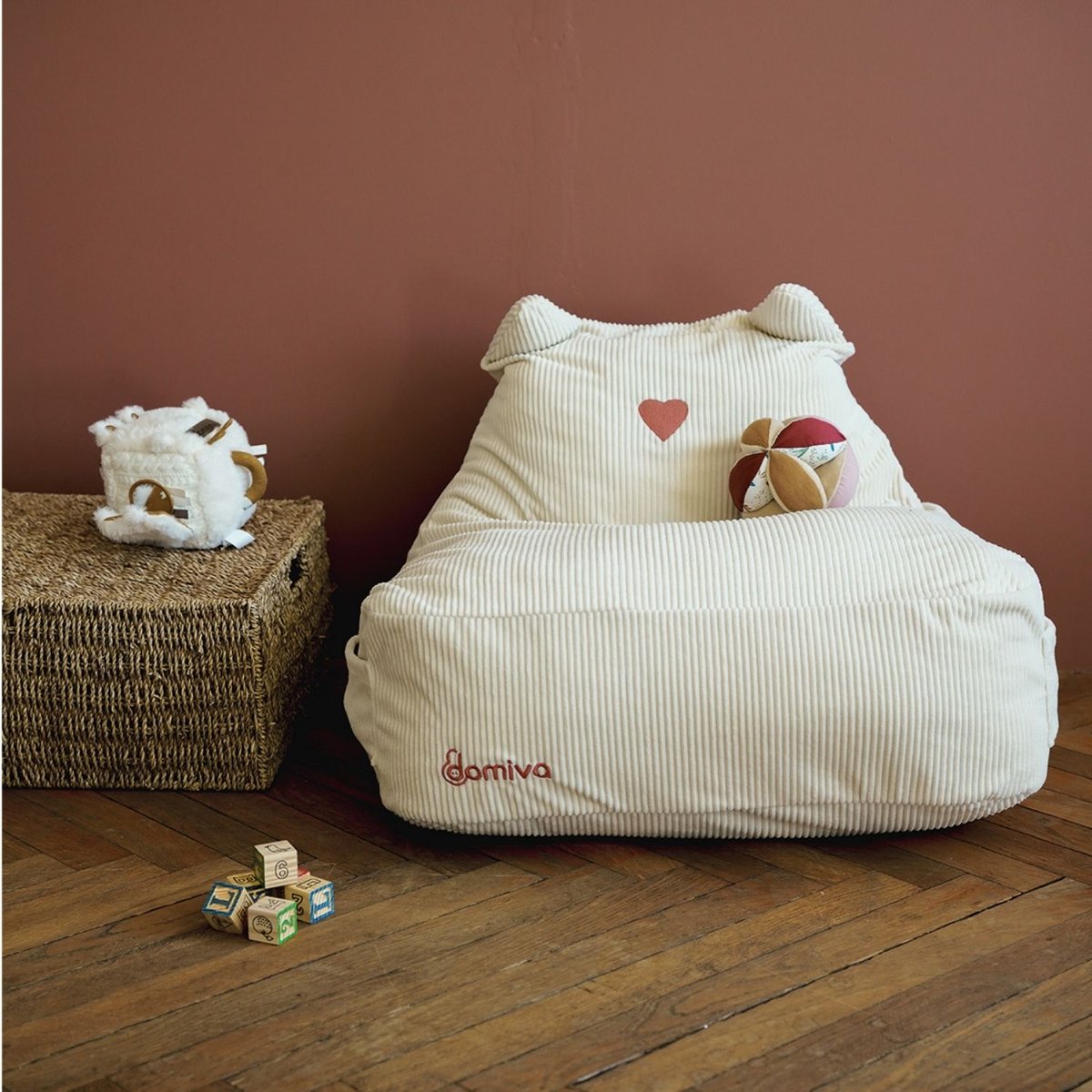 Fauteuil pouf crème, DOMIVA