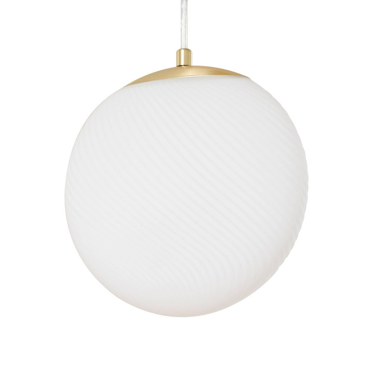Suspension en verre moderne, Lunelle blanc, laiton, LUCANDE