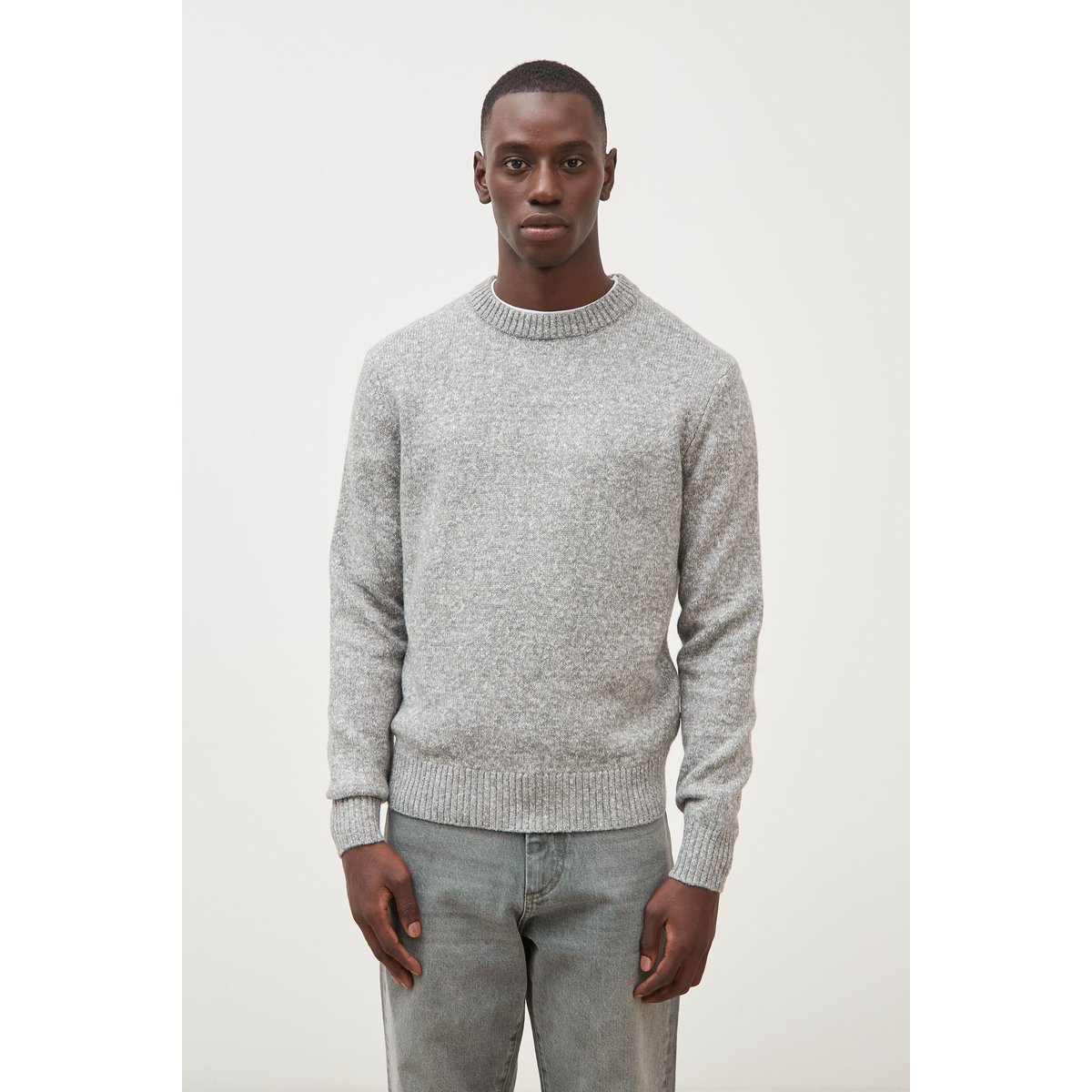 Pull droit tweed manches longues gris, BONOBO