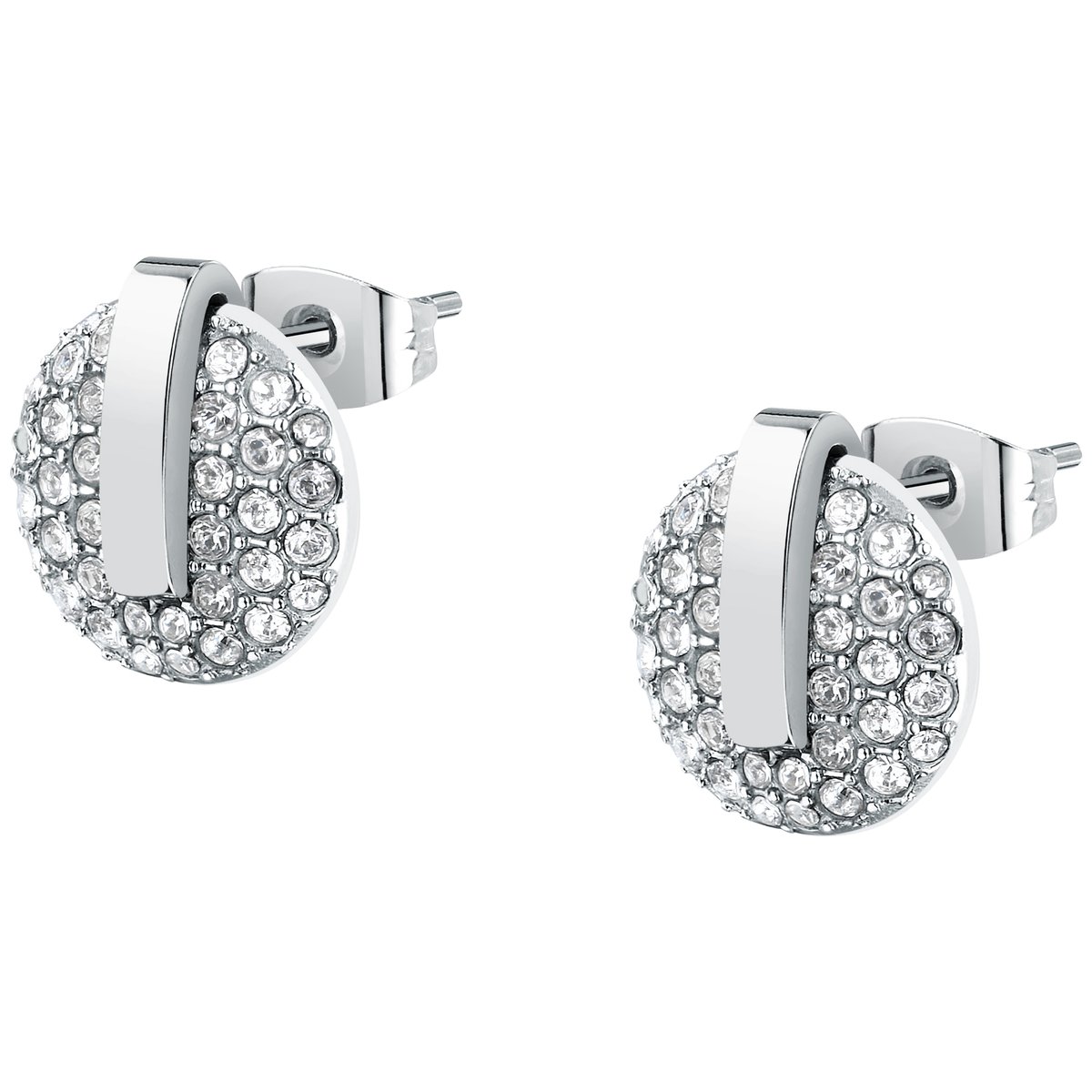 Boucles d'oreille T-ROUND acier inoxydable, TRUSSARDI