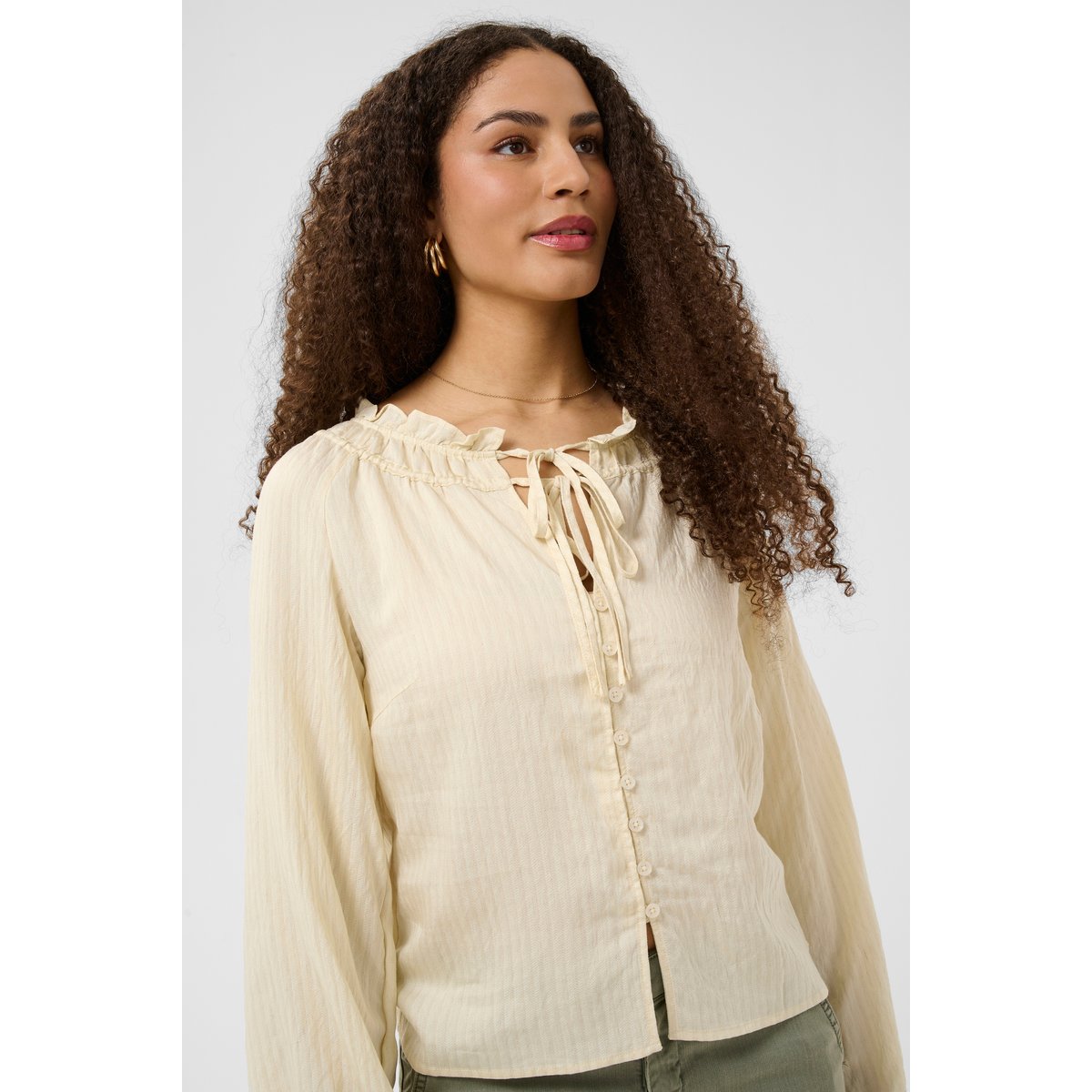 Blouse à manches longues beige bleached sand, CREAM