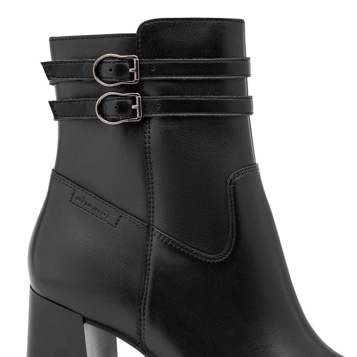 Bottines en cuir à talons noir, TAMARIS