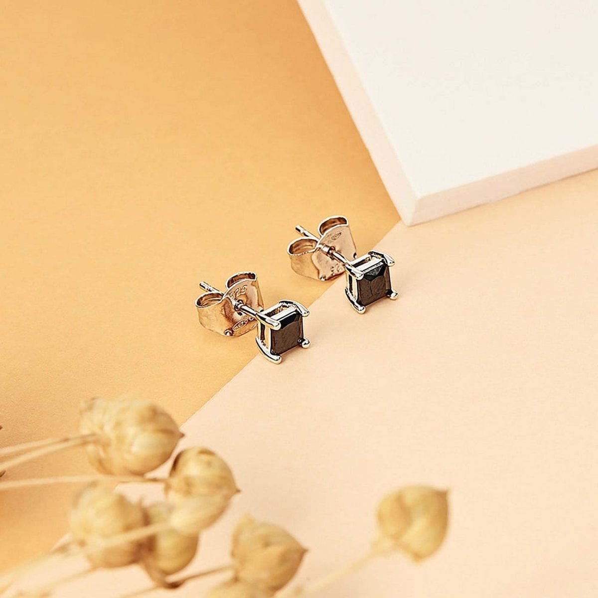 Boucles d'oreilles en Argent/oxyde de zirconium De Zirconium et Oxyde de zirconium argent et noir, CLEOR