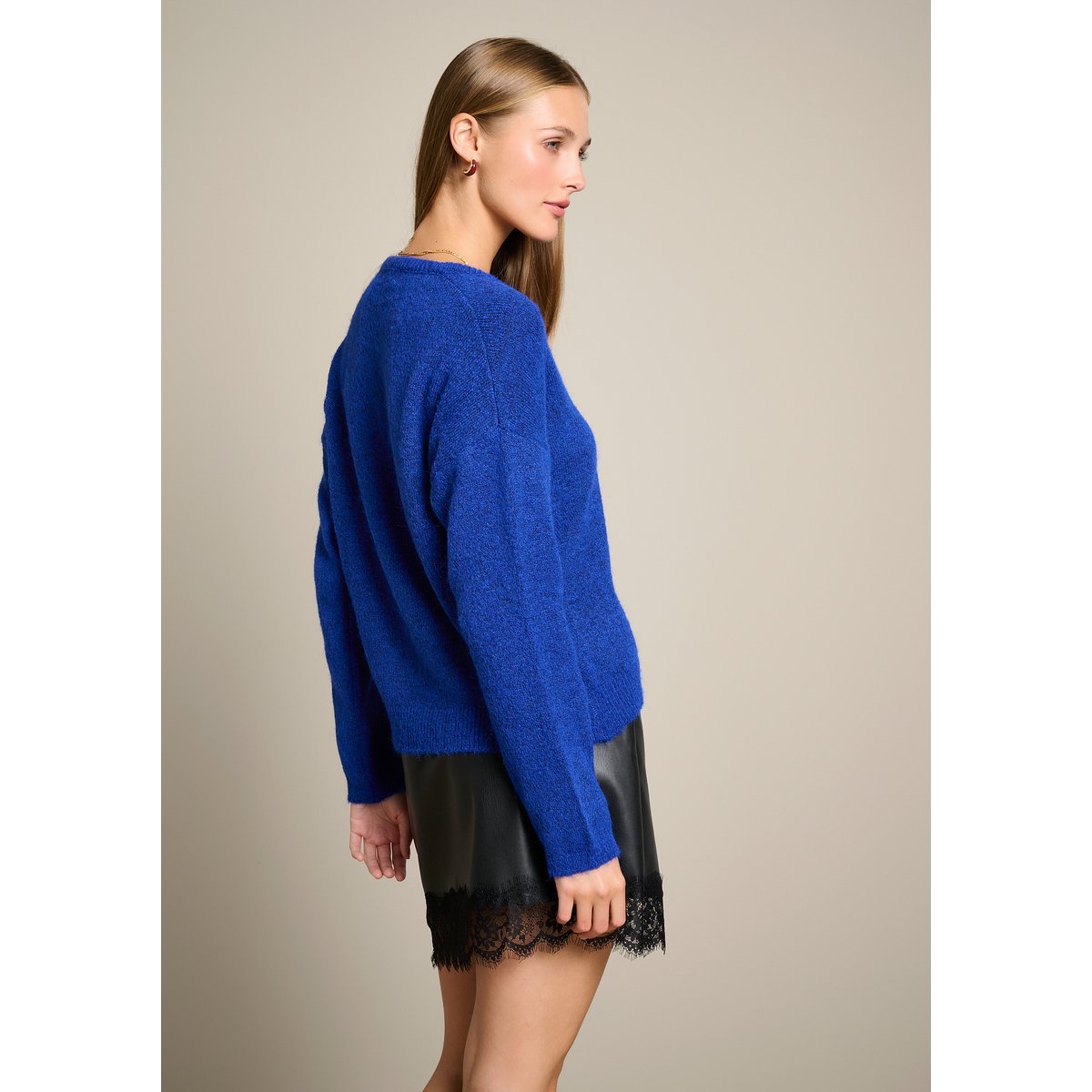 Pull col tunisien bleu electrique, LOLALIZA
