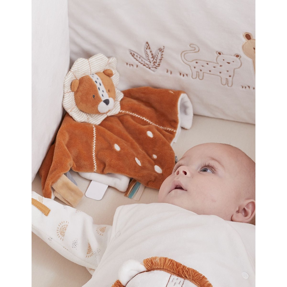 Doudou attache sucette marron, beige, NOUKIE'S