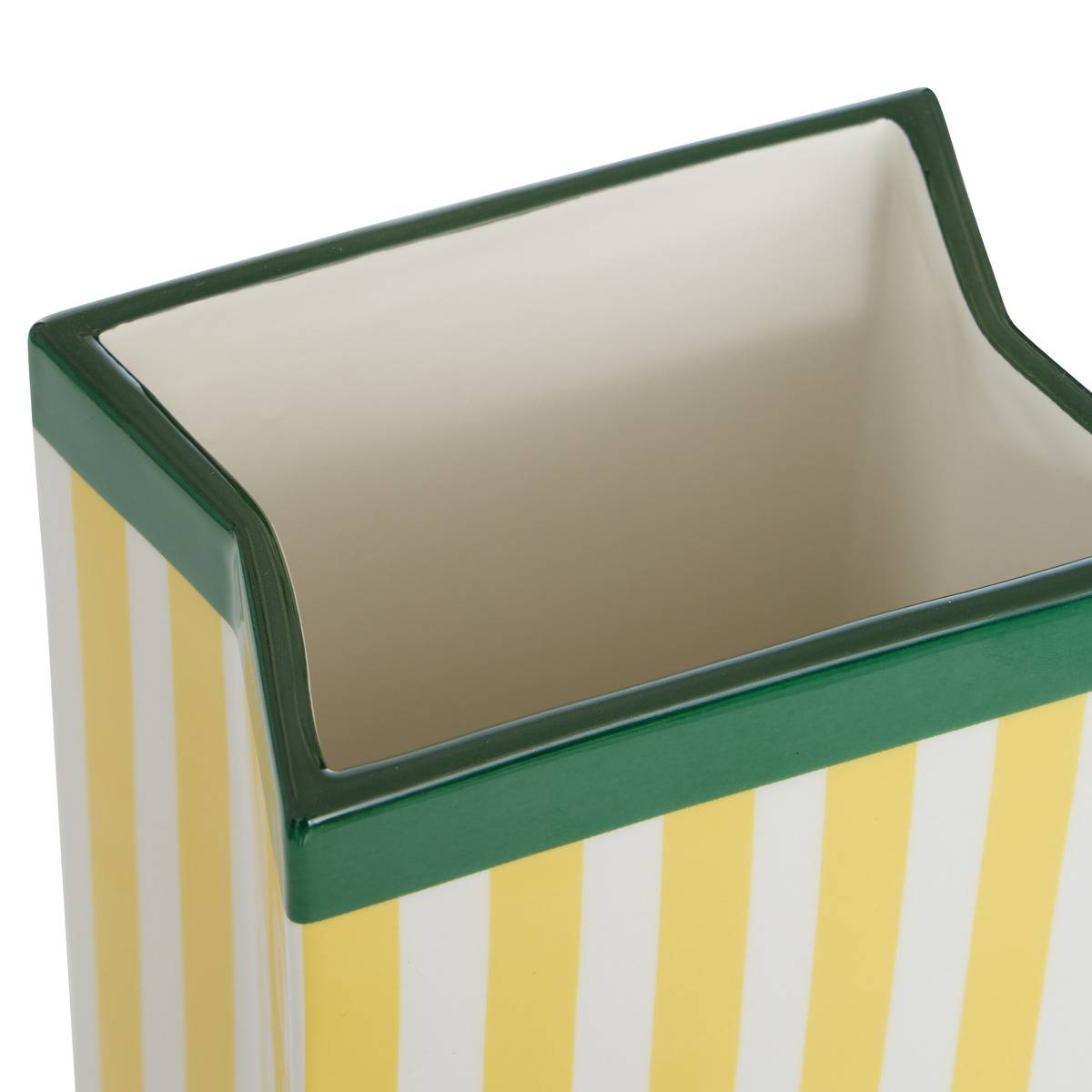 Vase rectangulaire rayé en dolomite DELLA jaune, ATMOSPHERA