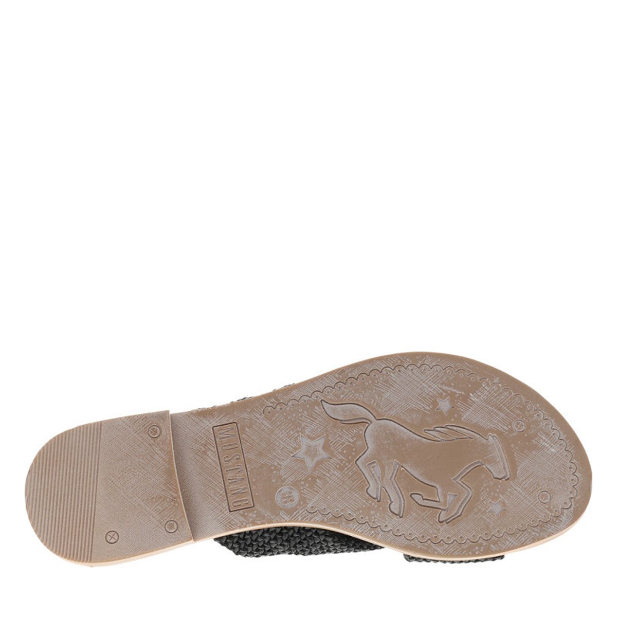 Mules noires à semelle plate avec des brides croisées à l'avant noir, MUSTANG