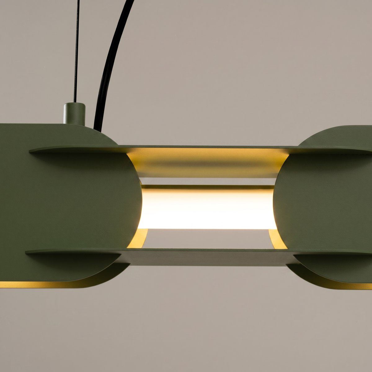 Suspension Acier Vert Olive LED 1 Chain vert olive, EDEN