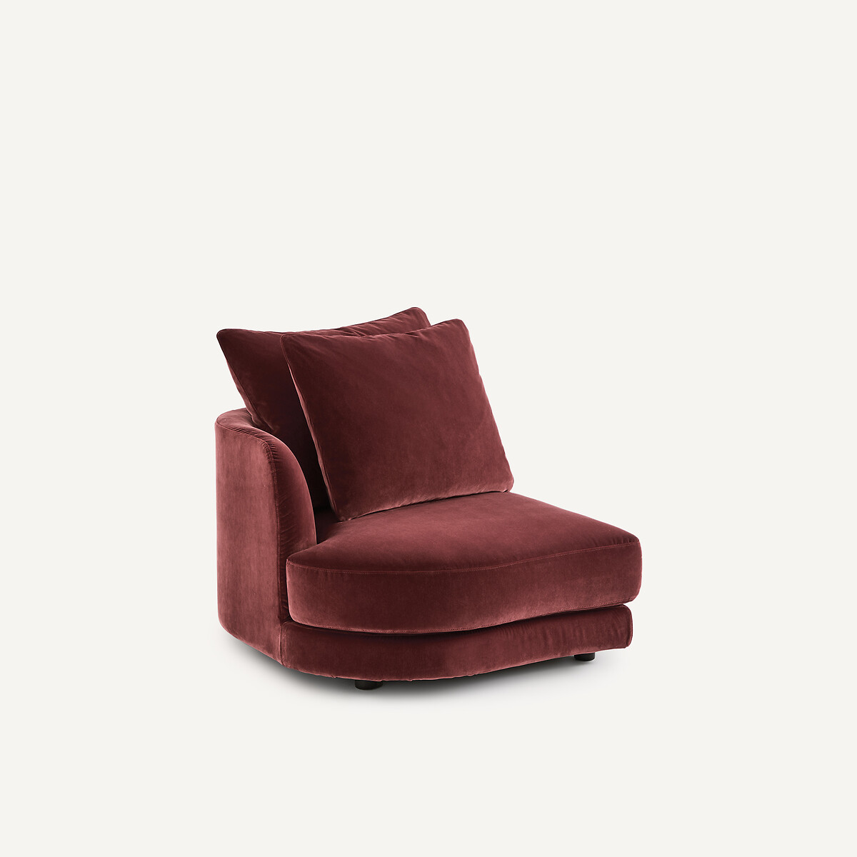 Demi-canapé gauche, arrondi, modulable en velours, TIBERIO grenat, AM.PM